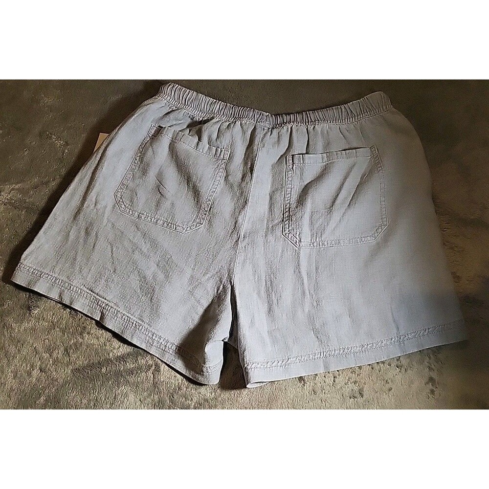 Splendid Collection Linen Blend Drawstring Shorts Small Soft Blue Pockets